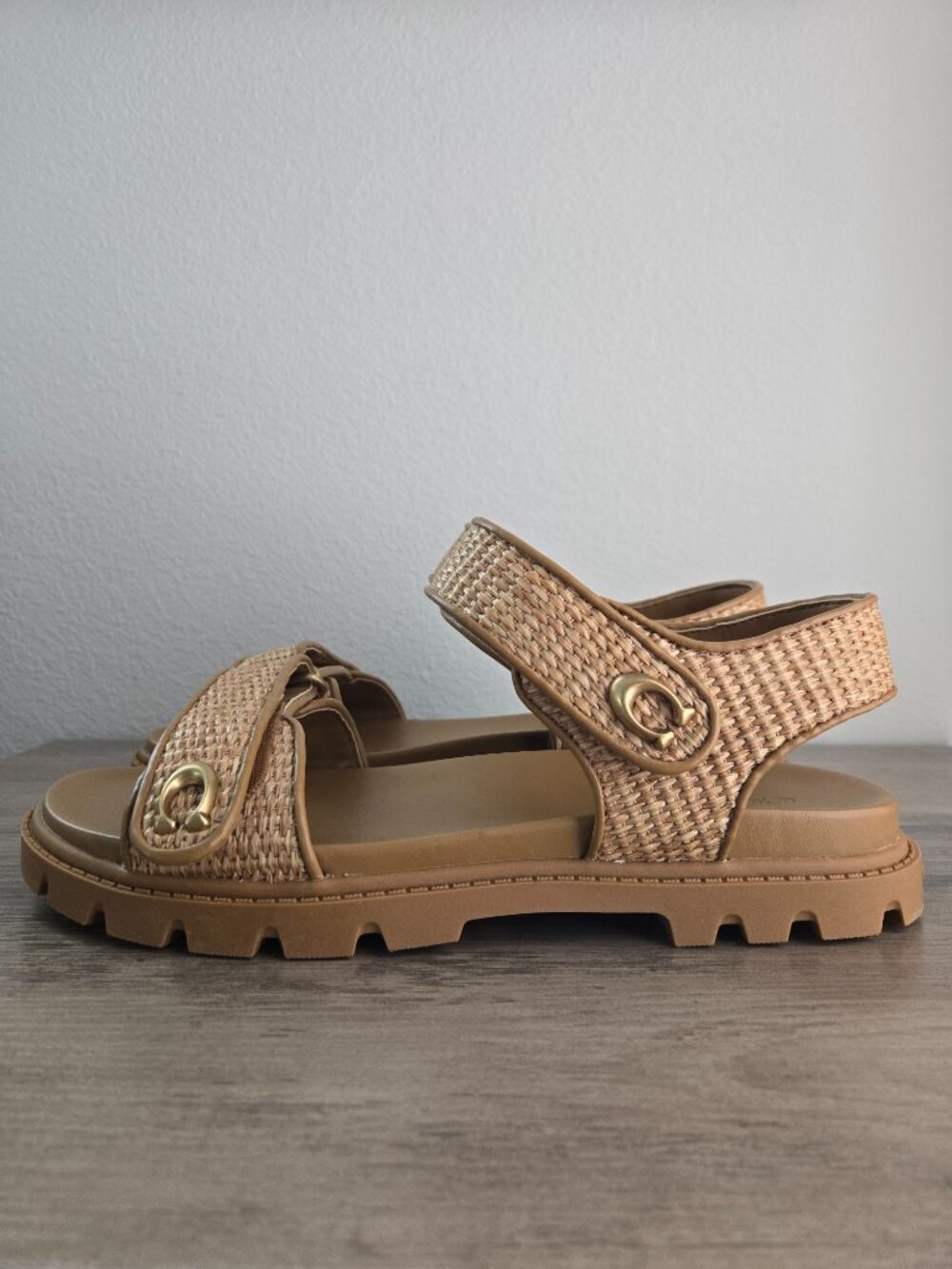 COACH Brynn Straw Open Toe Casual Sandals Natural Size 11B - Picture 3 of 16